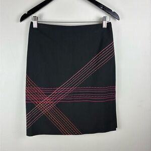 Y2K Vintage Alfani Embroidered Pencil Skirt Black Pink Size 4